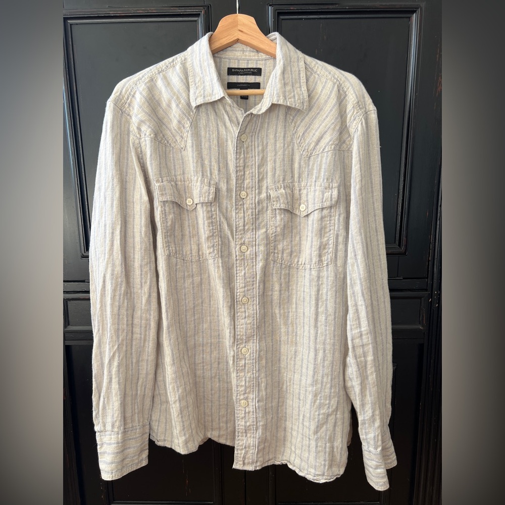 Banana Republic- LINEN WESTERN SHIRT - Picture 1 of 7